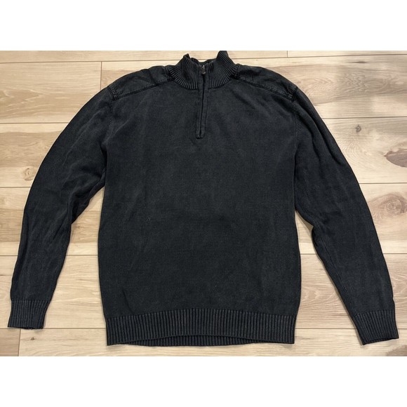 Method Sweater Mens Adult XXL Dark Gray Ramie Cotton 1/4 Zip Mock Neck  EUC - Picture 1 of 11